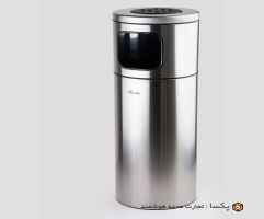 سطل اداری استیل پنجره دار 80 سانت زیر سیگاری متالیس